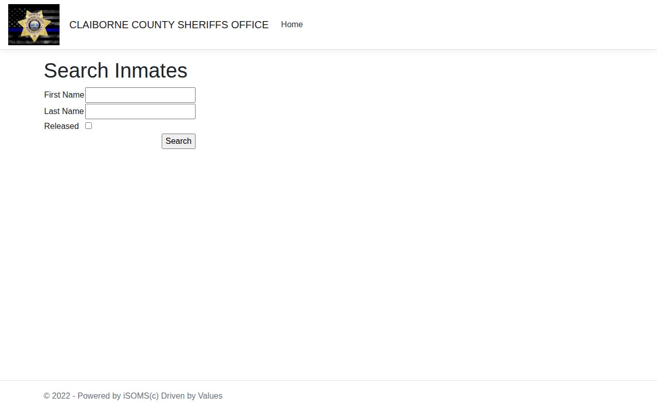 Claiborne County inmate search fields after a recent arrest