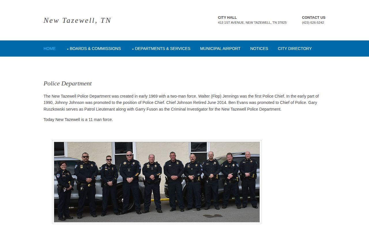 New Tazewell Police Department recent arrest records contact
